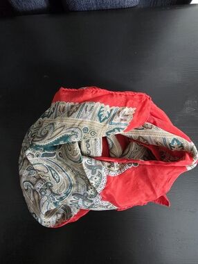 Ann Klein, Silk Scarf, Vintage Scarf, Red Green Paisley